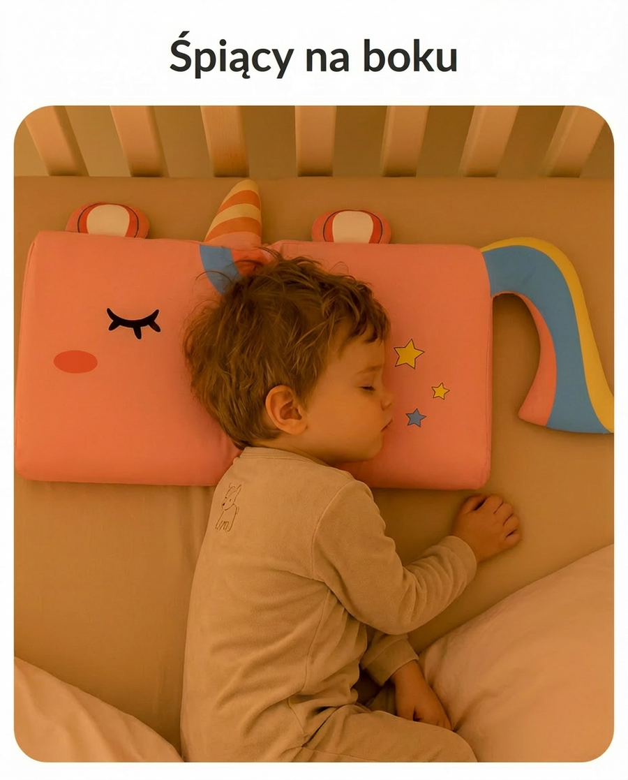 Dziecko śpiące na boku na poduszce TuliSen